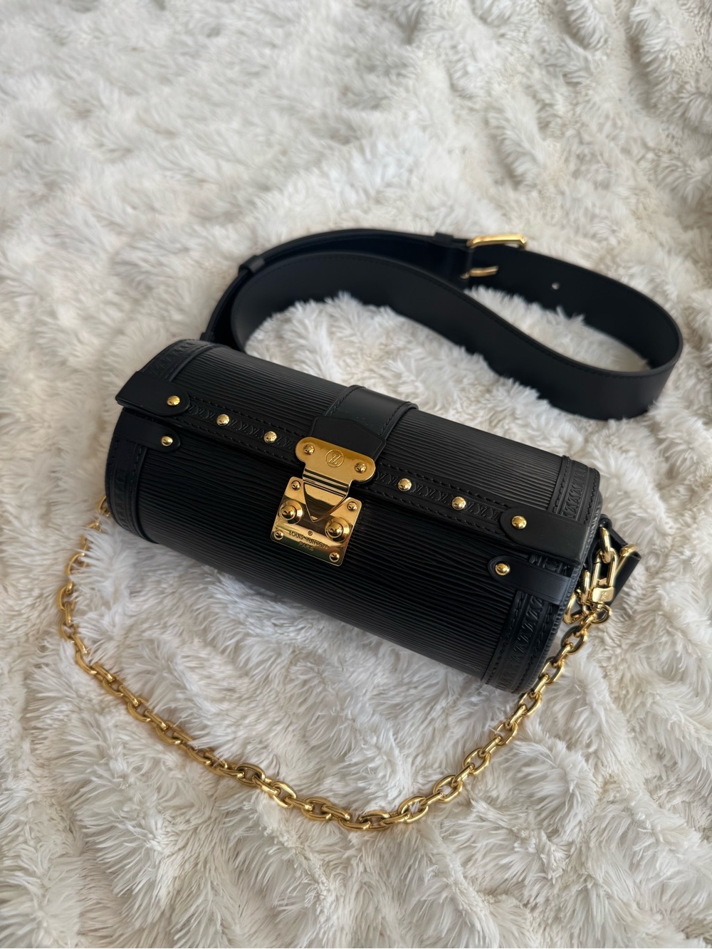 Louis Vuitton Papillon Trunk Epi Black Gold Mini Trunk Crossbody Bag